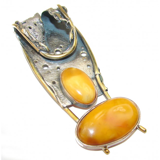 Timless Genuine large Baltic Amber .925 Sterling Silver handmade pendant