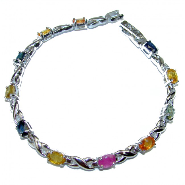 Authentic multicolor Sapphire .925 Sterling Silver handcrafted Bracelet