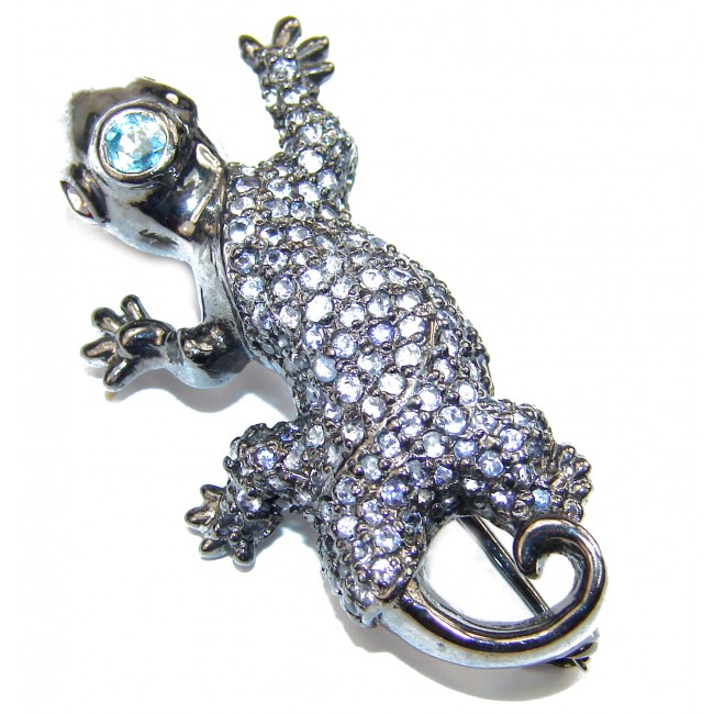Spectacular Chameleon lizard Kyanite .925 Silver Pendant Brooch