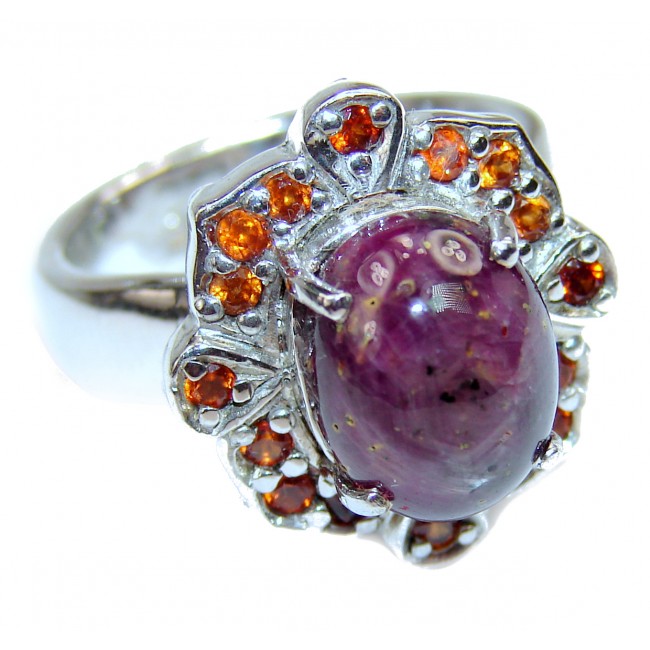 Royal quality unique Star Ruby .925 Sterling Silver handcrafted Ring size 7 1/2