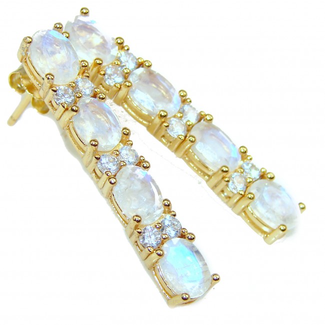 Moonlight Authentic Moonstone 14K Gold over .925 Sterling Silver handcrafted Earrings