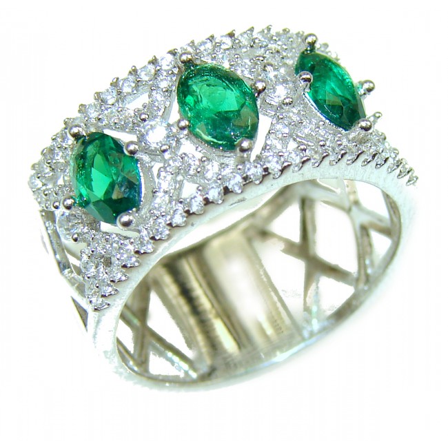 Special Chrome Diopside .925 Sterling Silver handmade ring s. 7 1/4