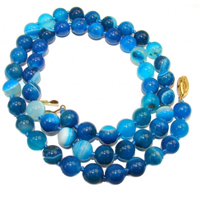 43 .2grams Rare and Unusual Blue Botswana Agate Beads NECKLACE