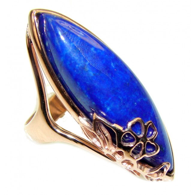 Natural Lapis Lazuli 14K Gold over .925 Sterling Silver handcrafted ring size 7 1/2