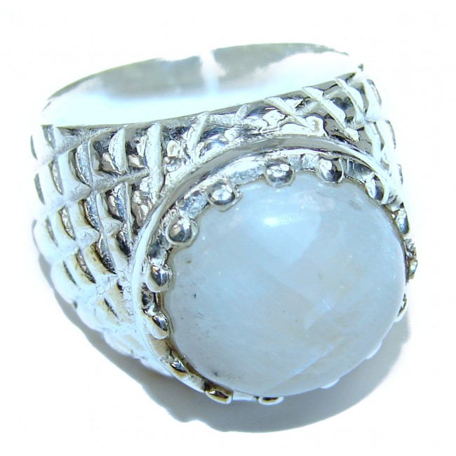 Best quality Genuine Fire Moonstone .925 Sterling Silver handcrafted ring size 8 1/2