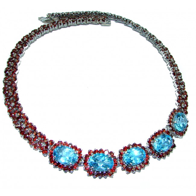 Exclusive Swiss Blue Topaz .925 Sterling Silver handmade necklace