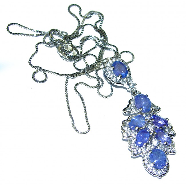 Natural luxurious Tanzanite .925 Silver handcrafted Necklace