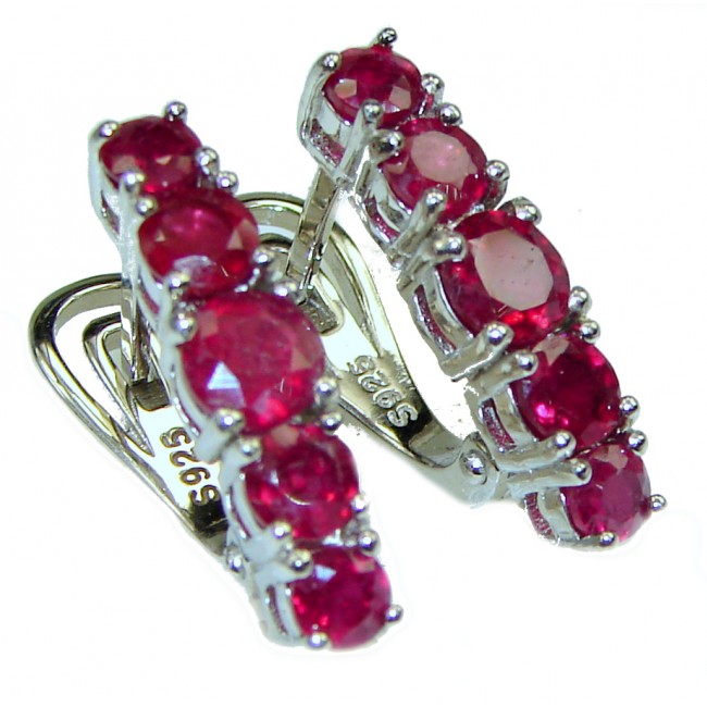 Spectacular Genuine Ruby .925 Sterling Silver handcrafted Earrings