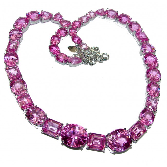 Electric Pink Charm Kunznite .925 Sterling Silver handcrafted necklace
