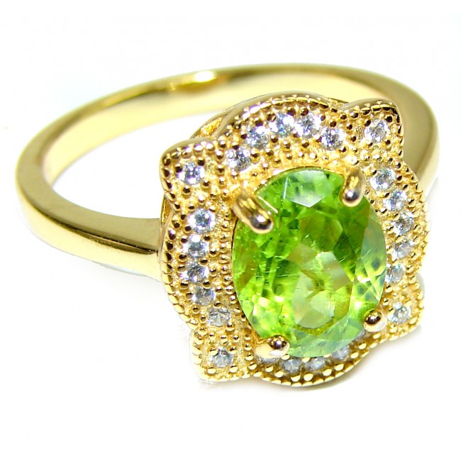 Authentic Peridot 14k Gold over .925 Sterling Silver handmade Ring size 8