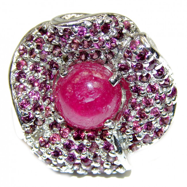 Huge Incredible authentic Ruby .925 Sterling Silver Ring size 7 3/4