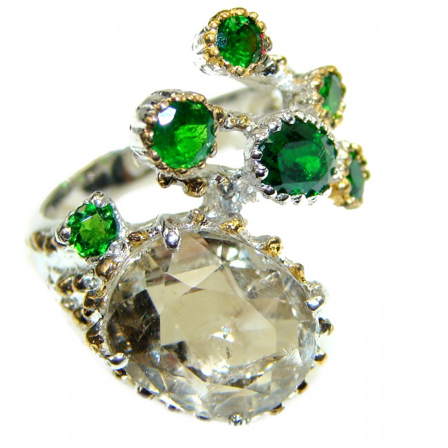 Stunning Green Amethyst .925 Sterling Silver handmade Ring size 7 3/4