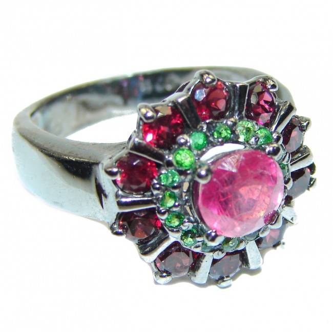 Incredible authentic Ruby black rhodium over .925 Sterling Silver Ring size 7 1/2