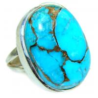 Copper Turquoise .925 Sterling Silver ring; s. 6