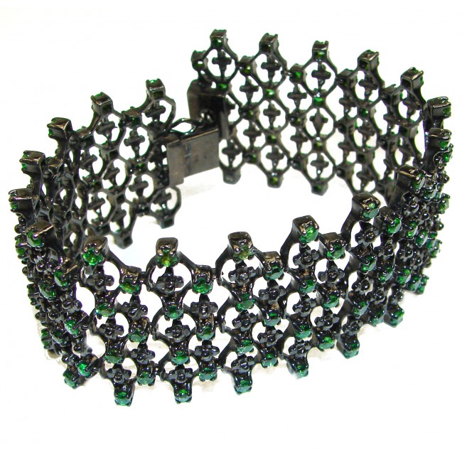 Authentic Chrome Diopside black rhodium over .925 Sterling Silver handcrafted Bracelet