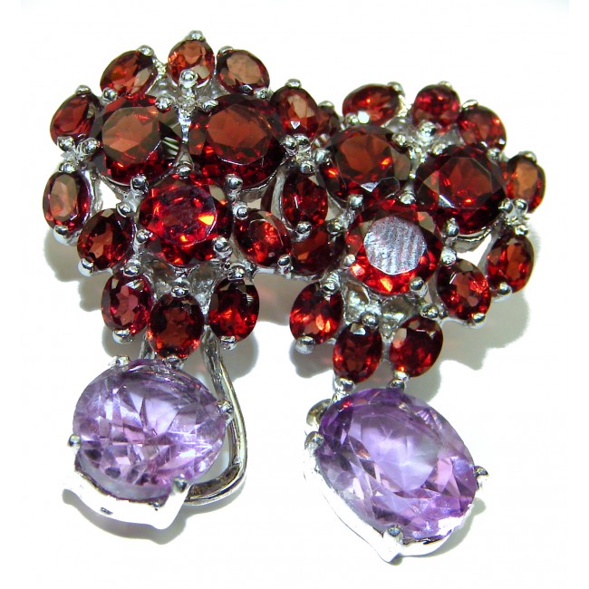 Purple Beauty Amethyst Garnet .925 Sterling Silver handcrafted earrings