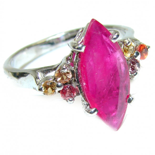BEST quality 10.8 carat unique Ruby .925 Sterling Silver handcrafted Ring size 8 1/4