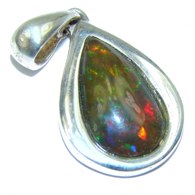 Perfection 8.6CTW Authentic Black Opal .925 Sterling Silver handmade Pendant
