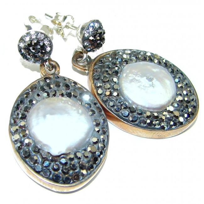 Hollywood Design Mother Of Pearl & Spinel Sterling Silver earrings