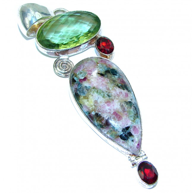 Fantistic Genuine Eudialyte .925 Sterling Silver handcrafted Pendant