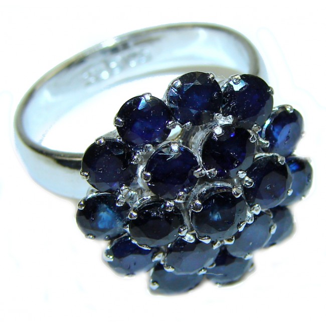 Incredible 10.85 carat authentic Sapphire .925 Sterling Silver handmade large Ring size 9