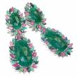 Spectacular natural Ruby Emerald .925  Sterling Silver handcrafted HUGE earrings