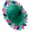 Spectacular  Natural Emerald  .925   Sterling Silver handmade Statement ring s. 9