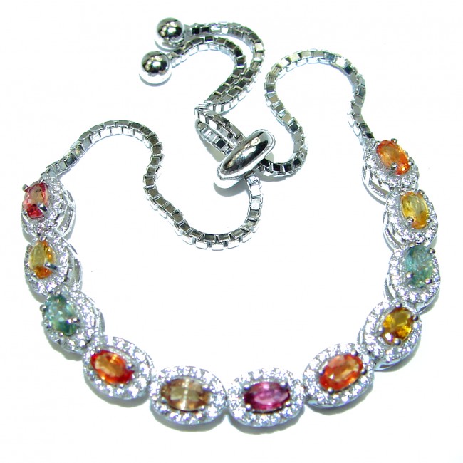 Multicolor Sapphire .925 Sterling Silver handmade Bracelet