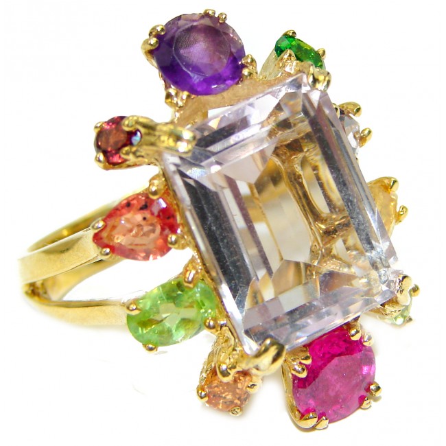 Dolce Vita 15.08 carat Pink Amethyst .925 Sterling Silver handcrafted Statement Ring size 10