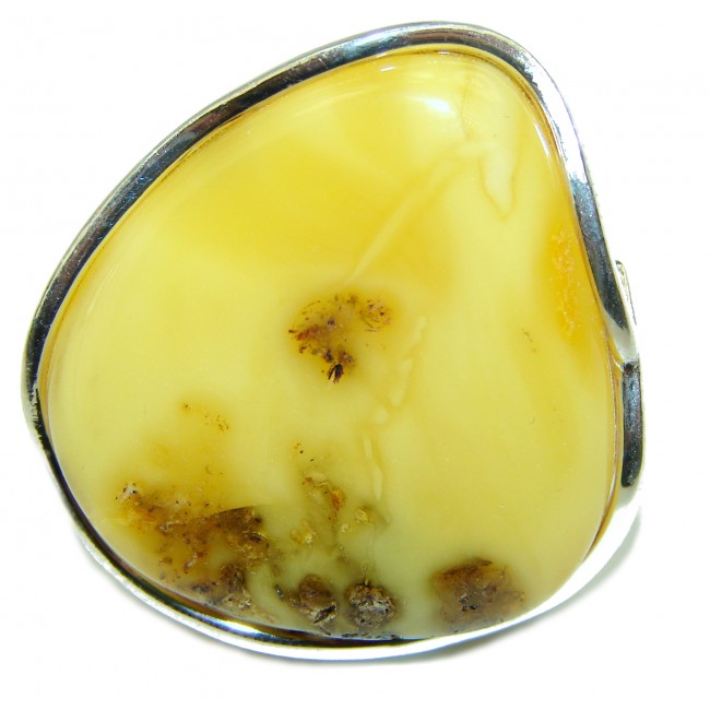 Huge Butterscotch Amber .925 Sterling Silver handcrafted Ring s. 9