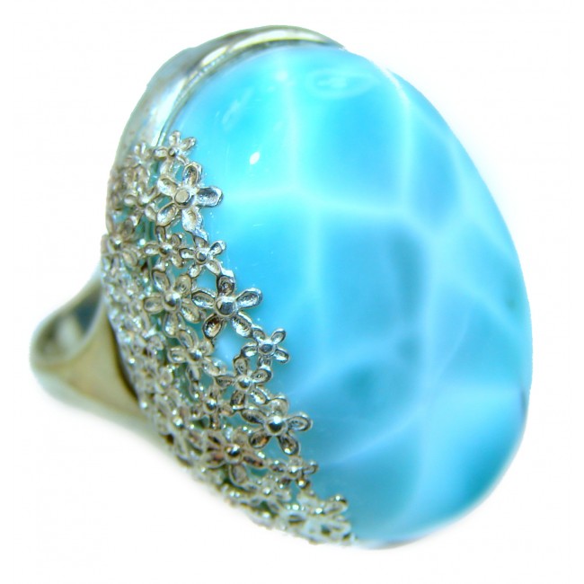 Caribbean Treasure authentic Blue Larimar .925 Sterling Silver handmade ring size 7 3/4