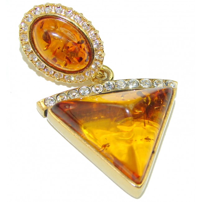 Incredible Baltic Amber 14K Gold over .925 Sterling Silver handmade pendant