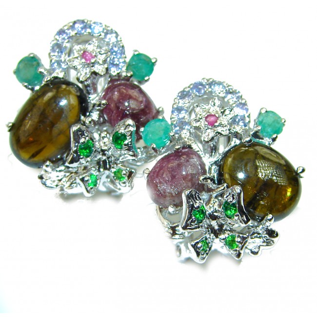 Amazing authentic Green Tourmaline .925 Sterling Silver earrings