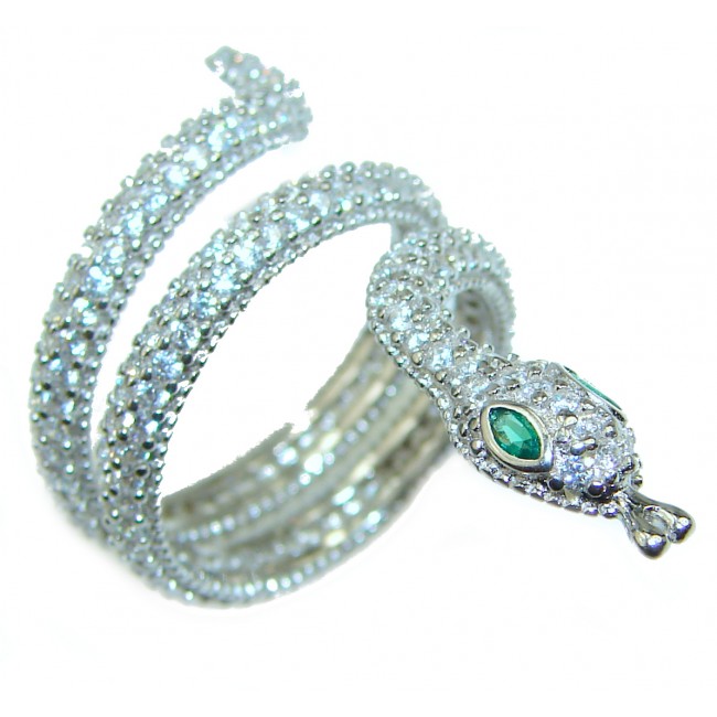 Truly Spectacular Snake White Topaz .925 Sterling Silver ring size 5 3/4