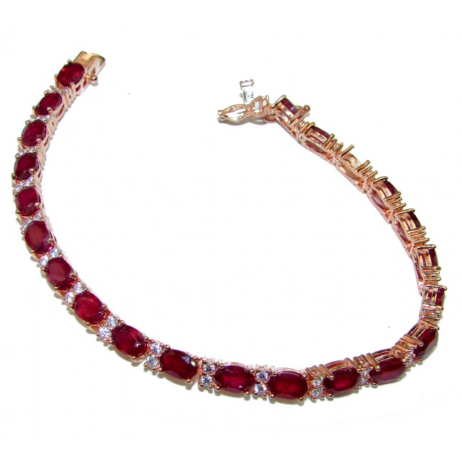 Luxurious Authentic Ruby 14k Rose Gold over .925 Sterling Silver handmade Bracelet