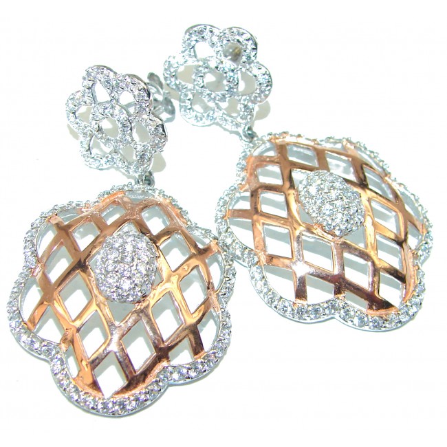 Extravaganza White Topaz 14K Gold over .925 Sterling Silver handcrafted incredible earrings