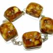 Large Beautiful  Amber .925 Sterling Silver handcrafted  Bracelet