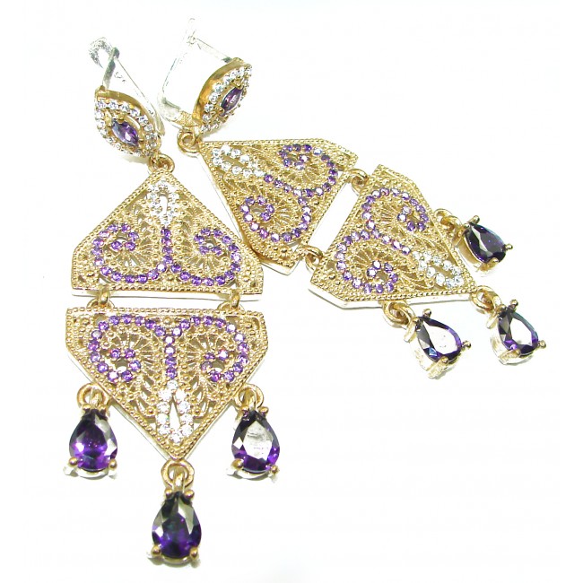 Real Beauty Amethyst 14K Gold over .925 Sterling Silver handcrafted earrings
