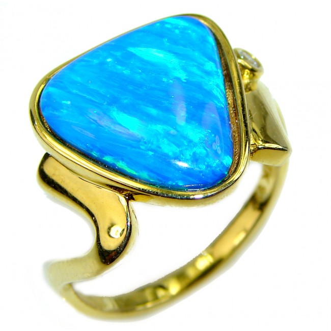 Superior quality Doublet Opal 14K Gold over .925 Sterling Silver handcrafted Ring size 7 1/4