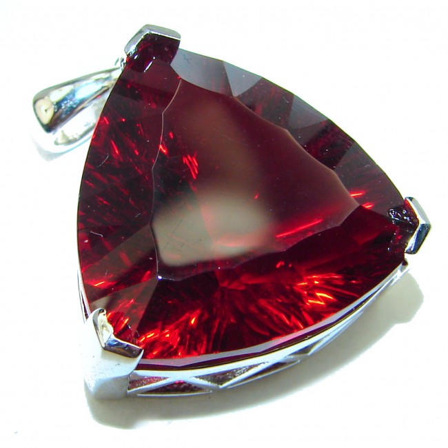 Superior quality 18.2 carat Electric Red Helenite .925 Sterling Silver Pendant