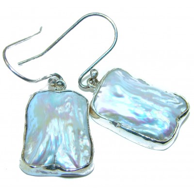 Precious Baroque Style genuine Mother of Pearl .925 Sterling Silver earrings