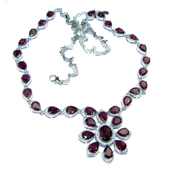 Incredible Masterpiece authentic Garnet .925 Sterling Silver handcrafted necklace