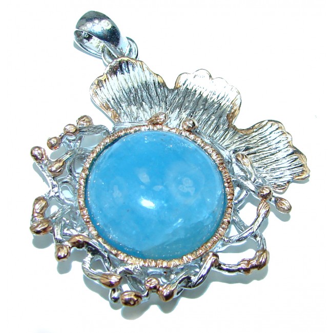Natural 22.5 ct Aquamarine 14K Gold over .925 Sterling Silver handcrafted pendant