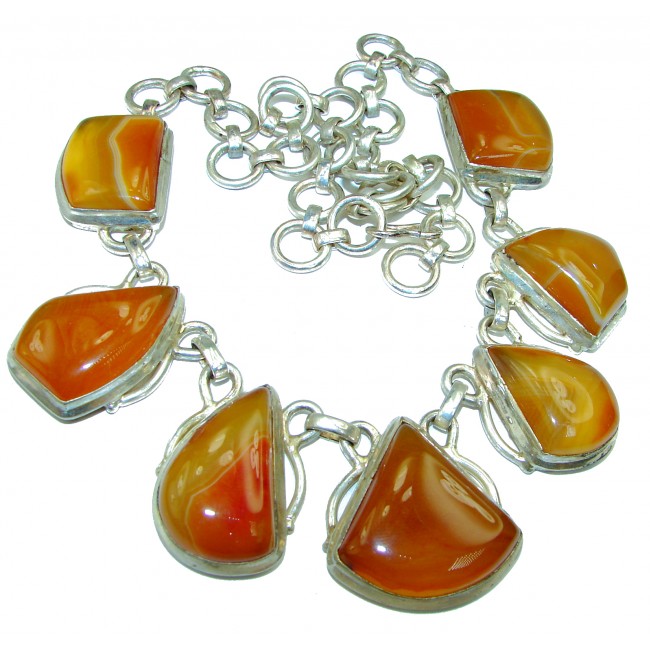 One of the kind Botswana Agate .925 Sterling Silver handcrafted necklace