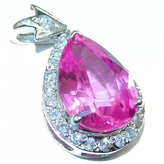 Genuine Pink Fire Topaz .925 Sterling Silver handcrafted pendant