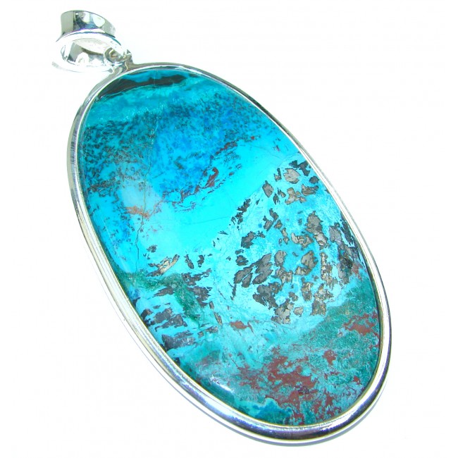 AAAA QUALITY Authentic Chrysocolla .925 Sterling Silver handcrafted Pendant
