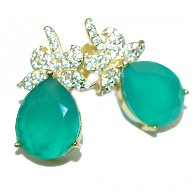 Very Unique Emerald 14K Gold over .925 Sterling Silver handcrafted earrings