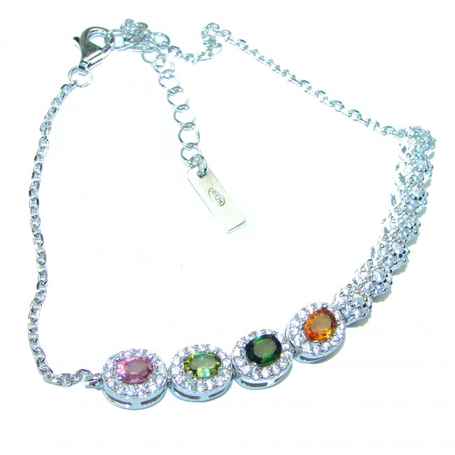 Flawless Faceted multicolored Sapphire .925 Sterling Silver Bracelet