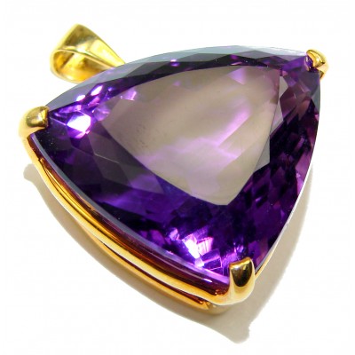 Best quality Trillion cut Genuine Amethyst .925 Sterling Silver handcrafted pendant