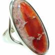 Pure Beauty Natural  Mexican Fire Opal .925 Sterling Silver handmade ring size 8 1/4